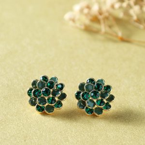 Green Holly Flower Earrings