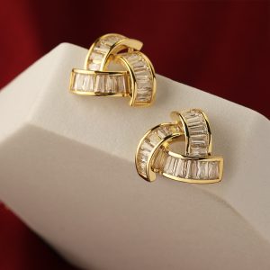 Triangle Topaz Earrings- Gold