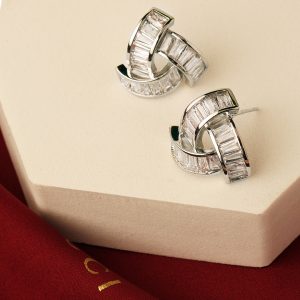 Triangle Topaz Earrings- Silver