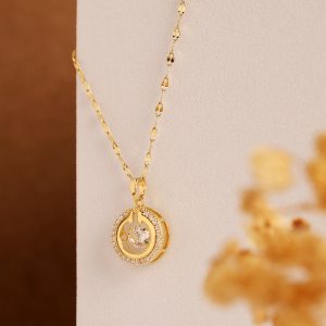 Diamond in Loop Pendant-Gold