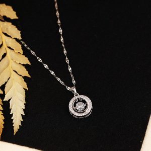 Diamond in Loop Pendant- Silver