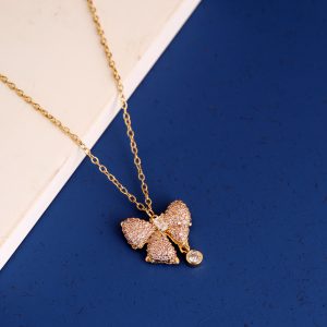 Bow Diamond Pendant- Gold