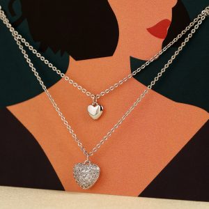 Double Heart Pendant-Silver