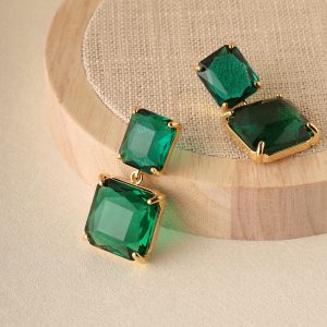 Dark Green Crystal Earrings