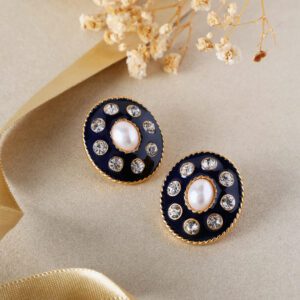 Lyra White Oval Earrings