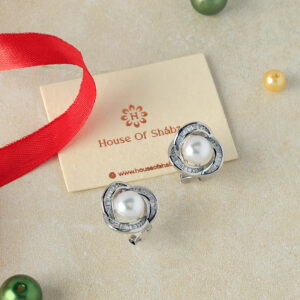 Floria Pearl Earrings-Silver