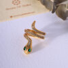 Green Eyed Snake Ring-Free Size