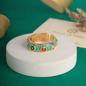 Aqua Rainbow Stone Ring -Free Size